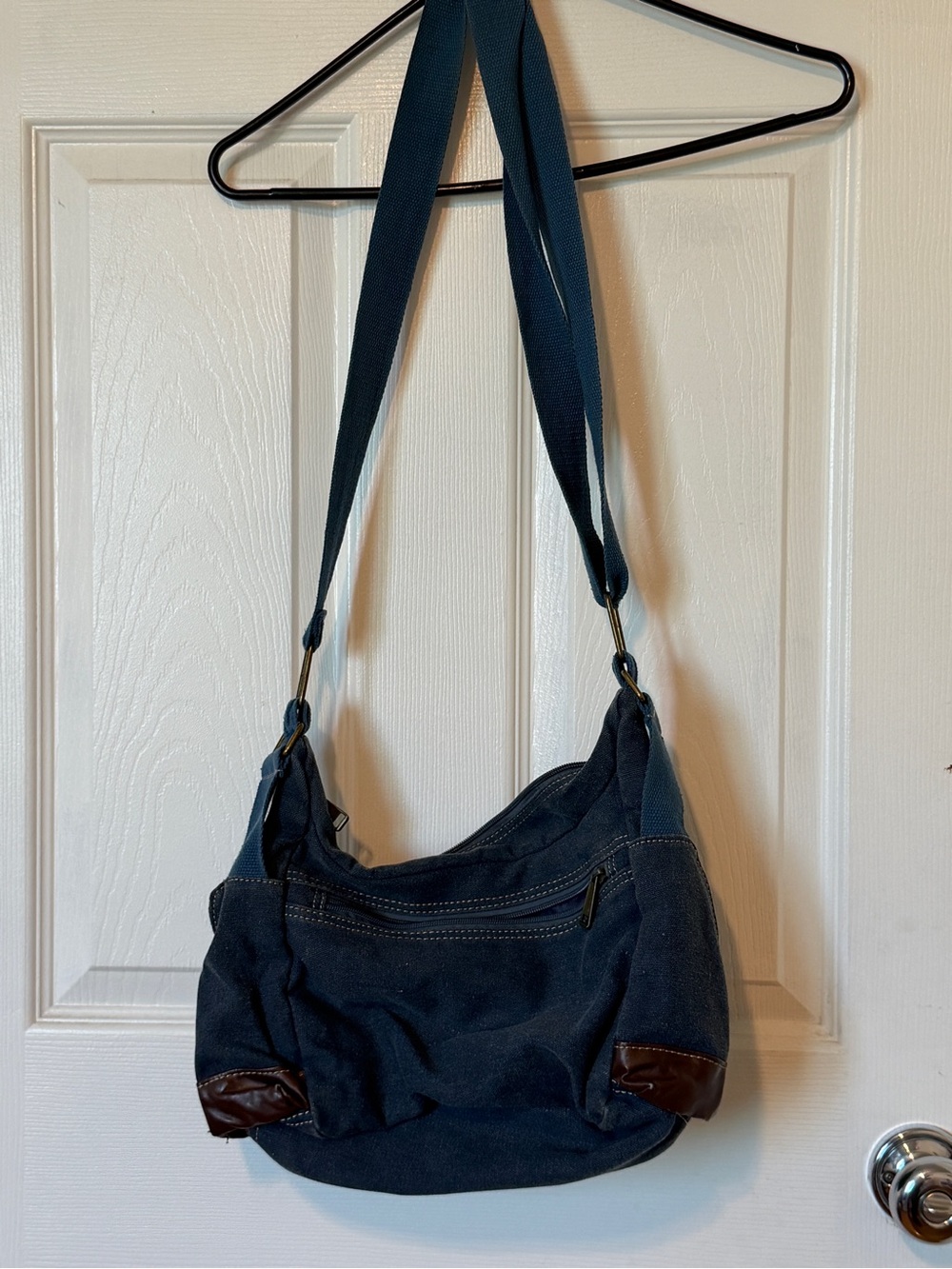 Eurosport Blue Shoulder Bag Solid Zip Closure Adjustable Strap Lined Pockets